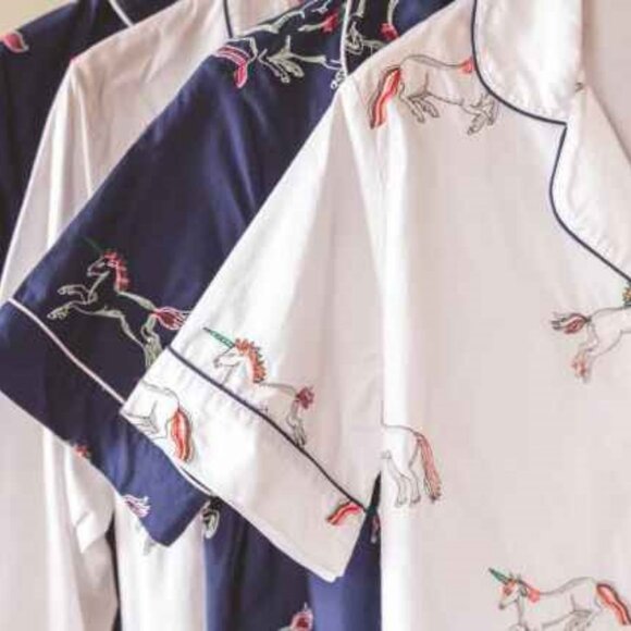 Printfresh Embroidered Unicorn Long Sleeve Pajama Sleep Top Plus Size 4X Blue - Picture 12 of 12